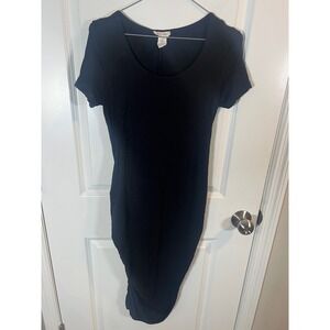 Hot Gal Women Maternity Ruched Side Bodycon Dress Black Size M